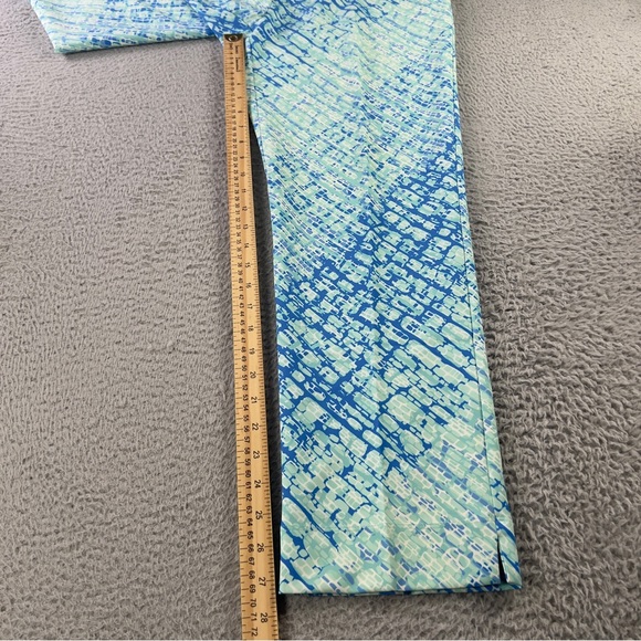 IBKUL Pants Womens 10 Blue Green Printed Activewear Cropped Pull On Preppy - Picture 5 of 10